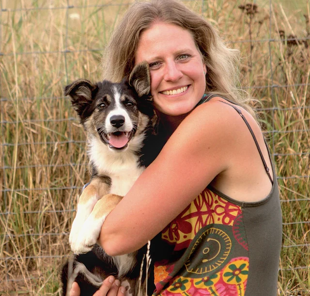 Diana Domokos mit einem Border Collie, Originalfoto der Veranstalterin